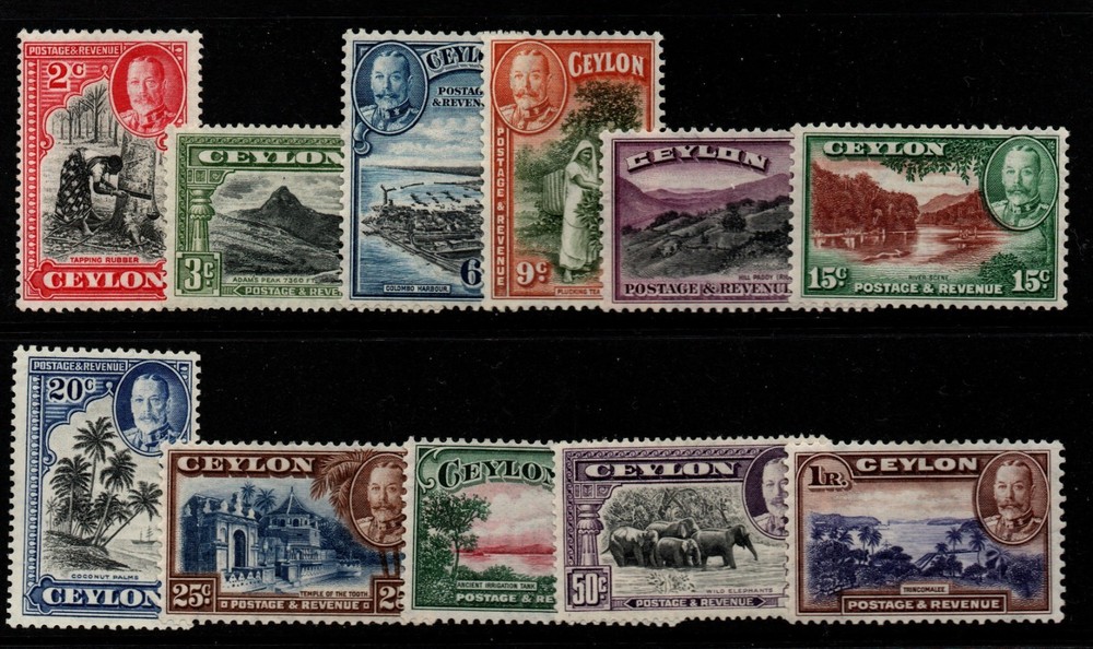 CEYLON SG368/78 1935-6 DEFINITIVE SET MTD MINT