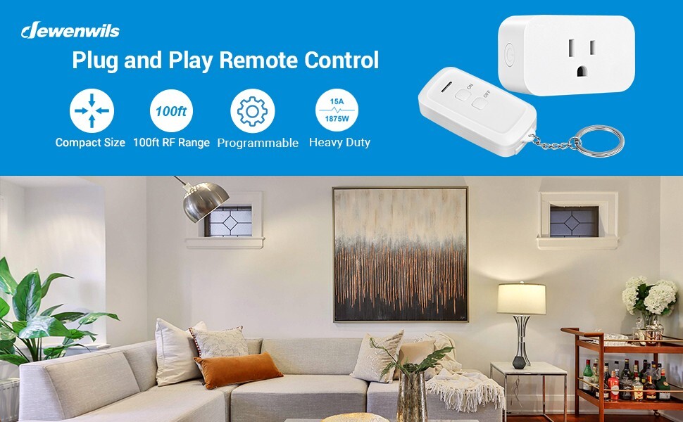 DEWENWILS Indoor Remote Control Outlet, Wireless Remote Light Switch 15A/1875W