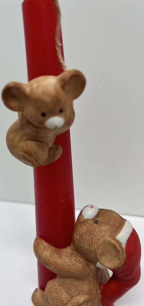 Frolicking Christmas bear candle huggers