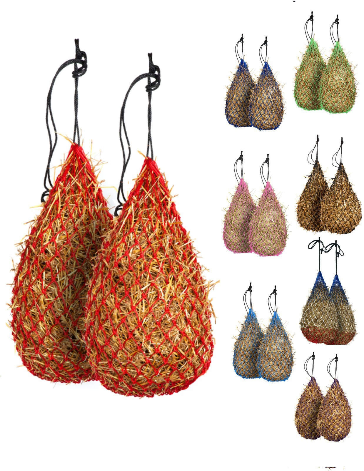 Majestic Ally 2 pcs Slow Feed 42” Hay Net with soft 2"x2" holes for Horses