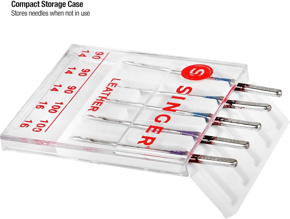 SINGER Leather Sewing Machine Needles, Size 90/14, 100/16-5 Count
