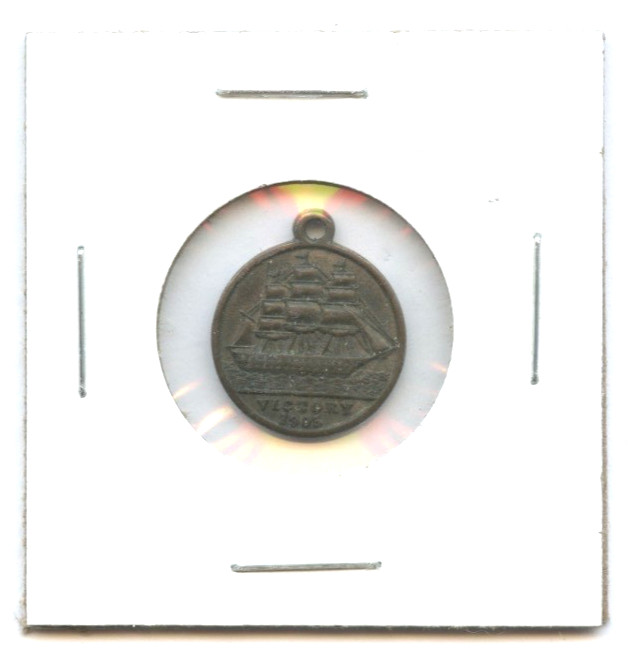 Medallion B.F.S.S. Nelson Trafalgar Centenary H.M.S. Victory Copper Medal 1905