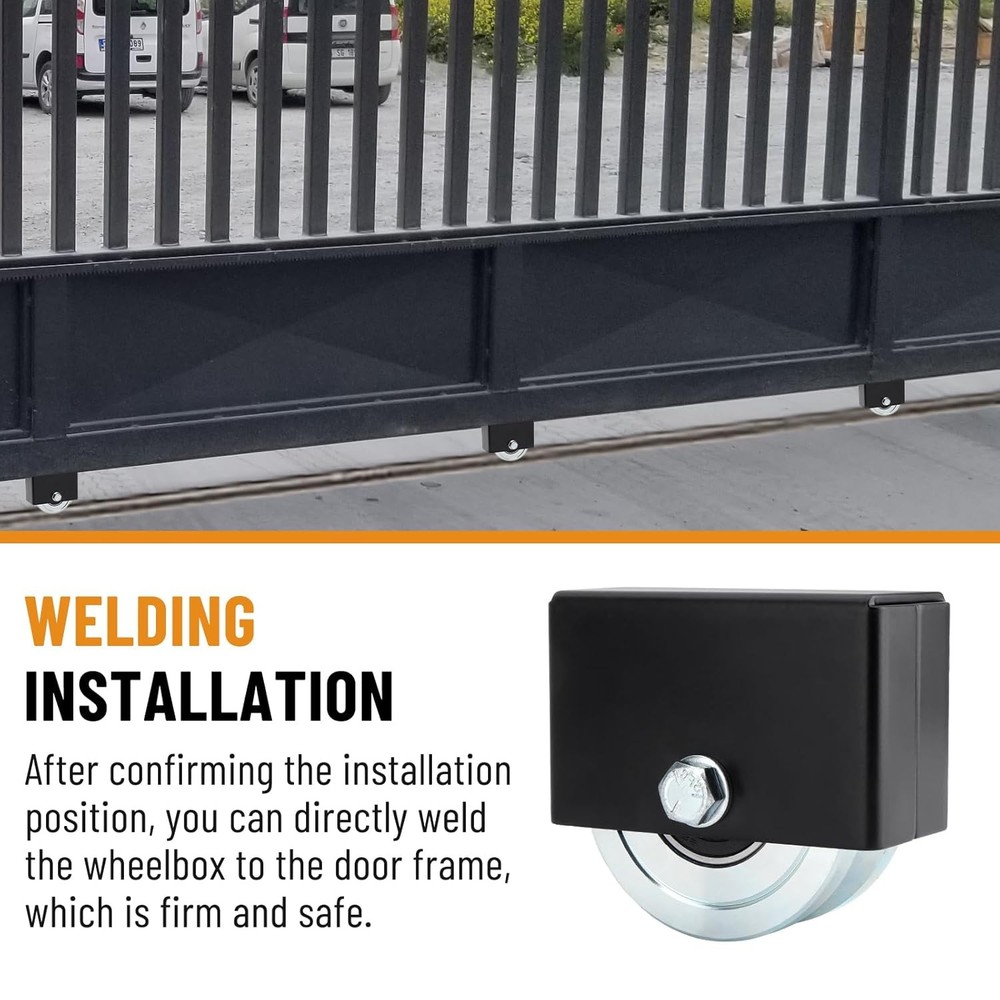 4" V Groove Gate Wheel with Weld on Box, Solid Sliding Gate Wheels, Load Capa...