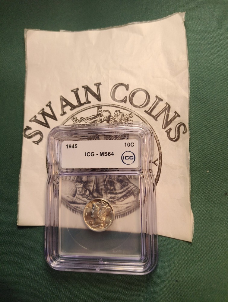 1945 10C  SILVER MERCURY DIME MS 64 EY105