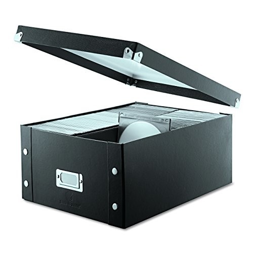 Durable Doublewide CD Storage Box - 1 Pack Disc Holder with Lid for Organizing D