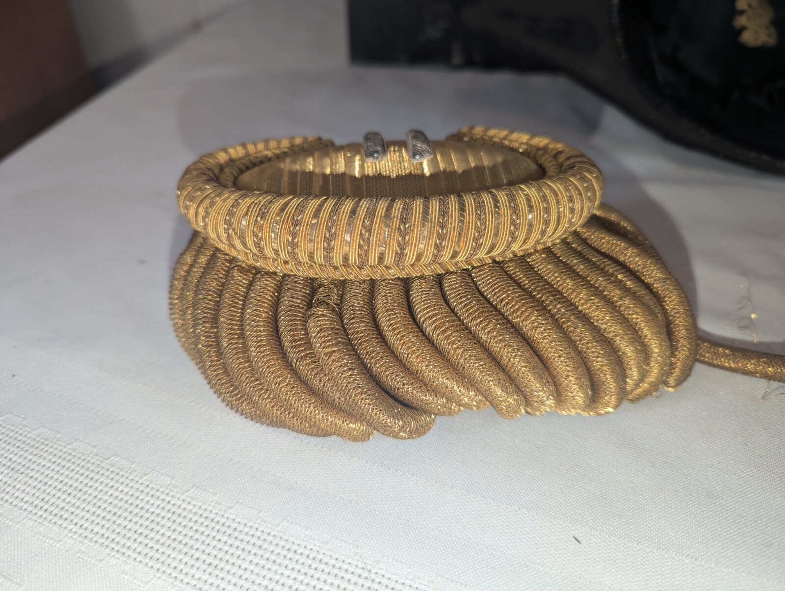 19th Cent. US Navy Officers Hat w/ Epaulettes & Belt in Tin Case Original!