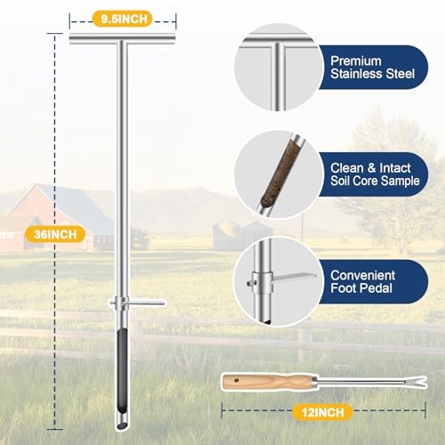 36 Inch Soil Sampler Probe, Stainless Steel Soil Core Sampling Tool 36 inch