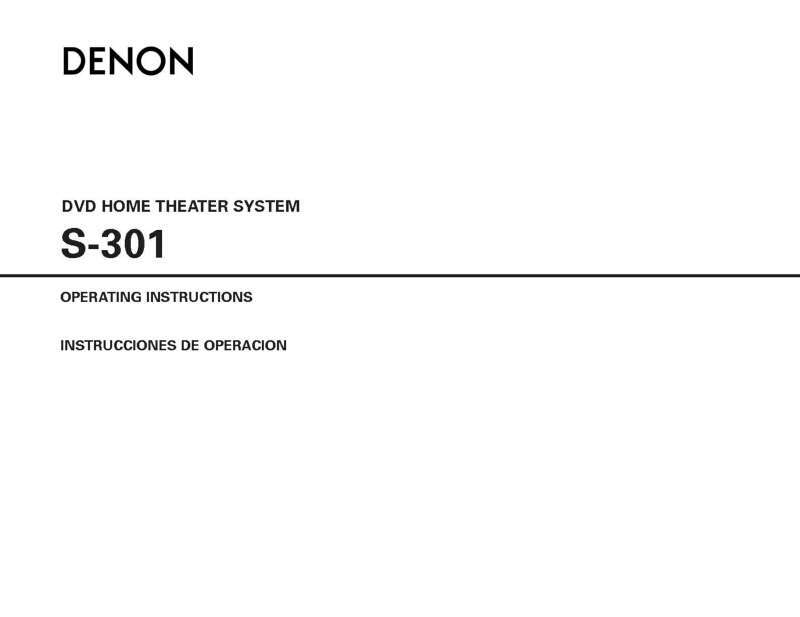 Denon S-301 Home Theater System Owners Manual