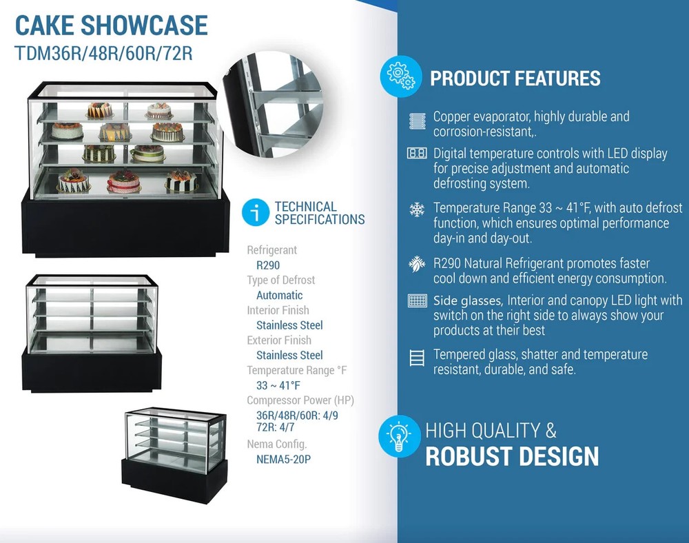 Commercial 36" Straight Glass Bakery Case