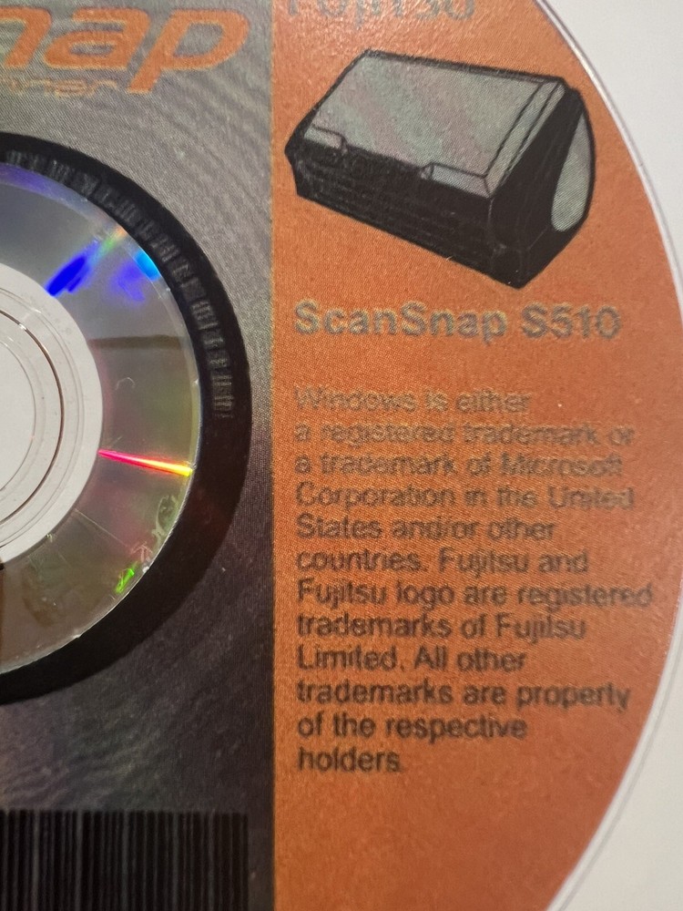 Fujitsu S510 Scanner Driver Software CD DVD