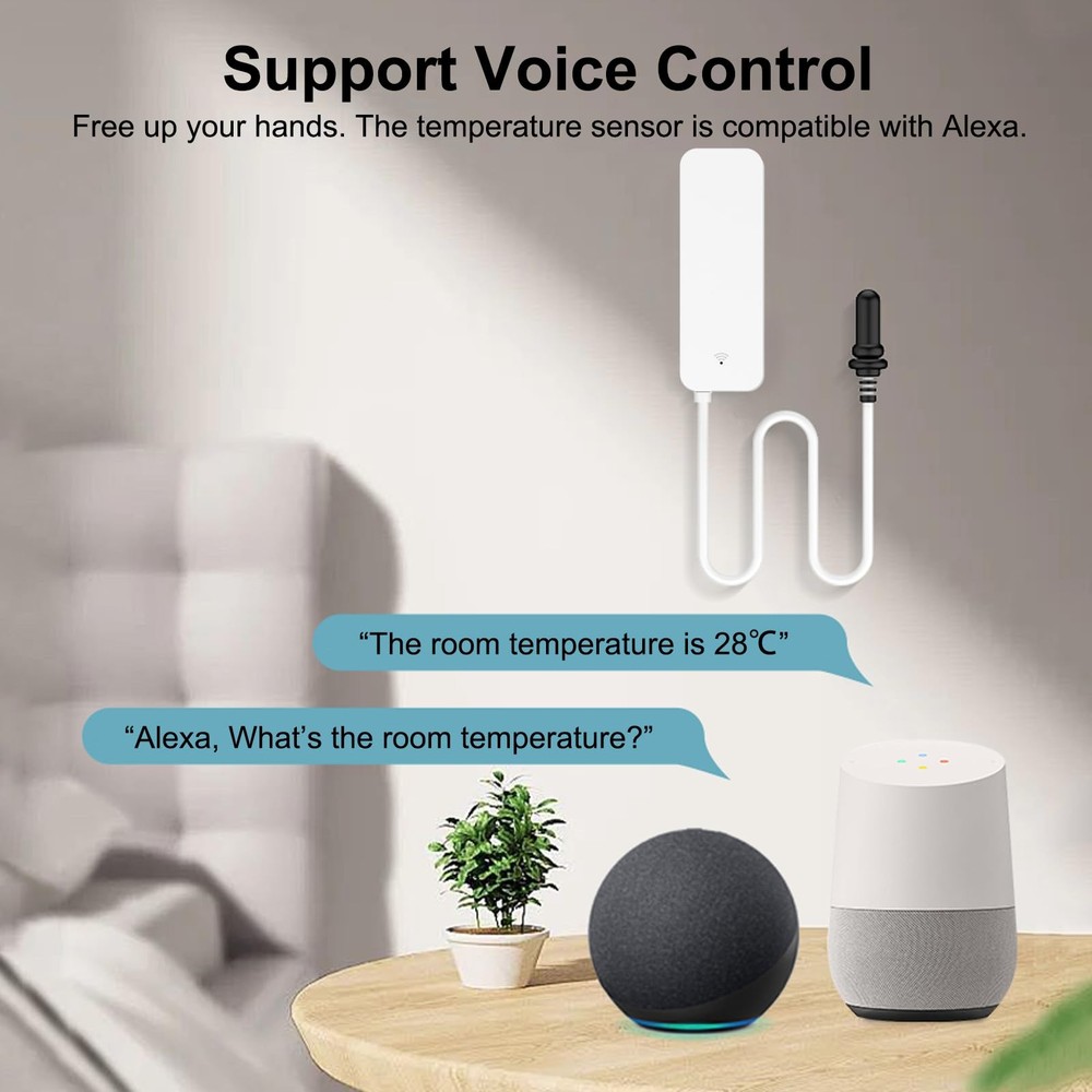 Smart Thermometer Hygrometer: WiFi Temperature Sensor with External Probe, We...