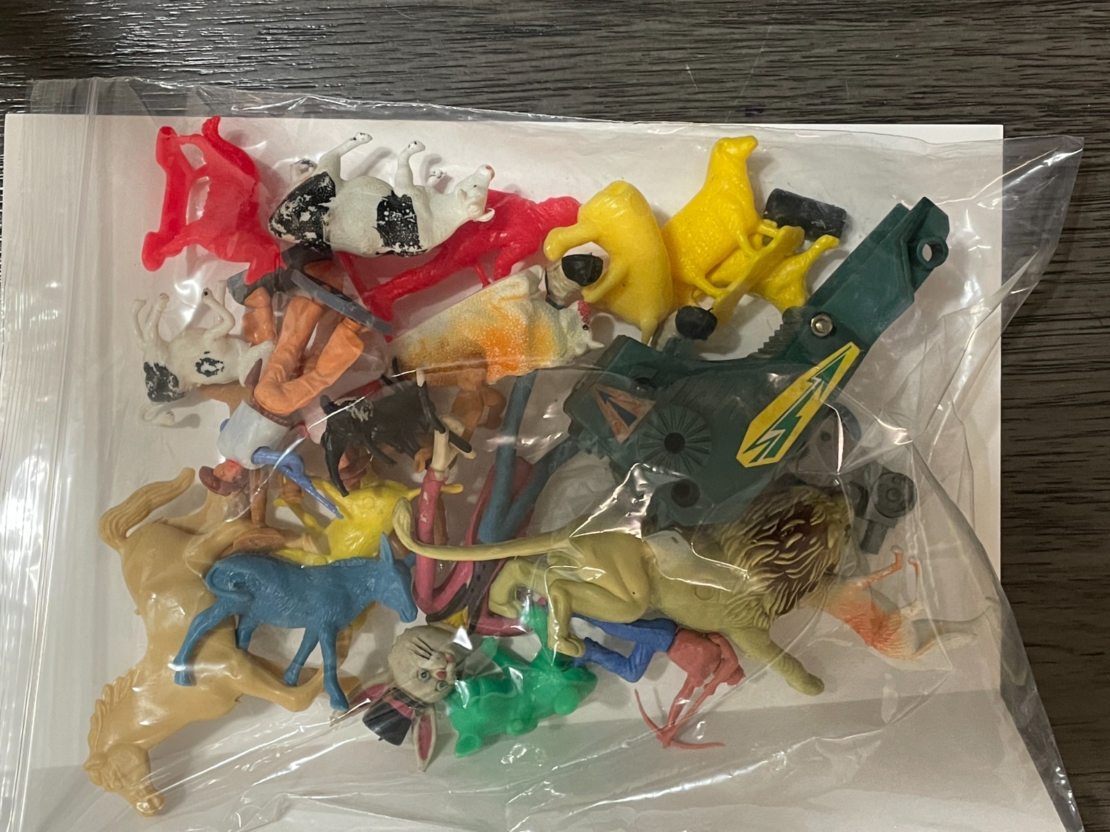 Vintage Bag of Mixed Plastic Toys (Western, Animals, Parts, Misc) Fun Bag!