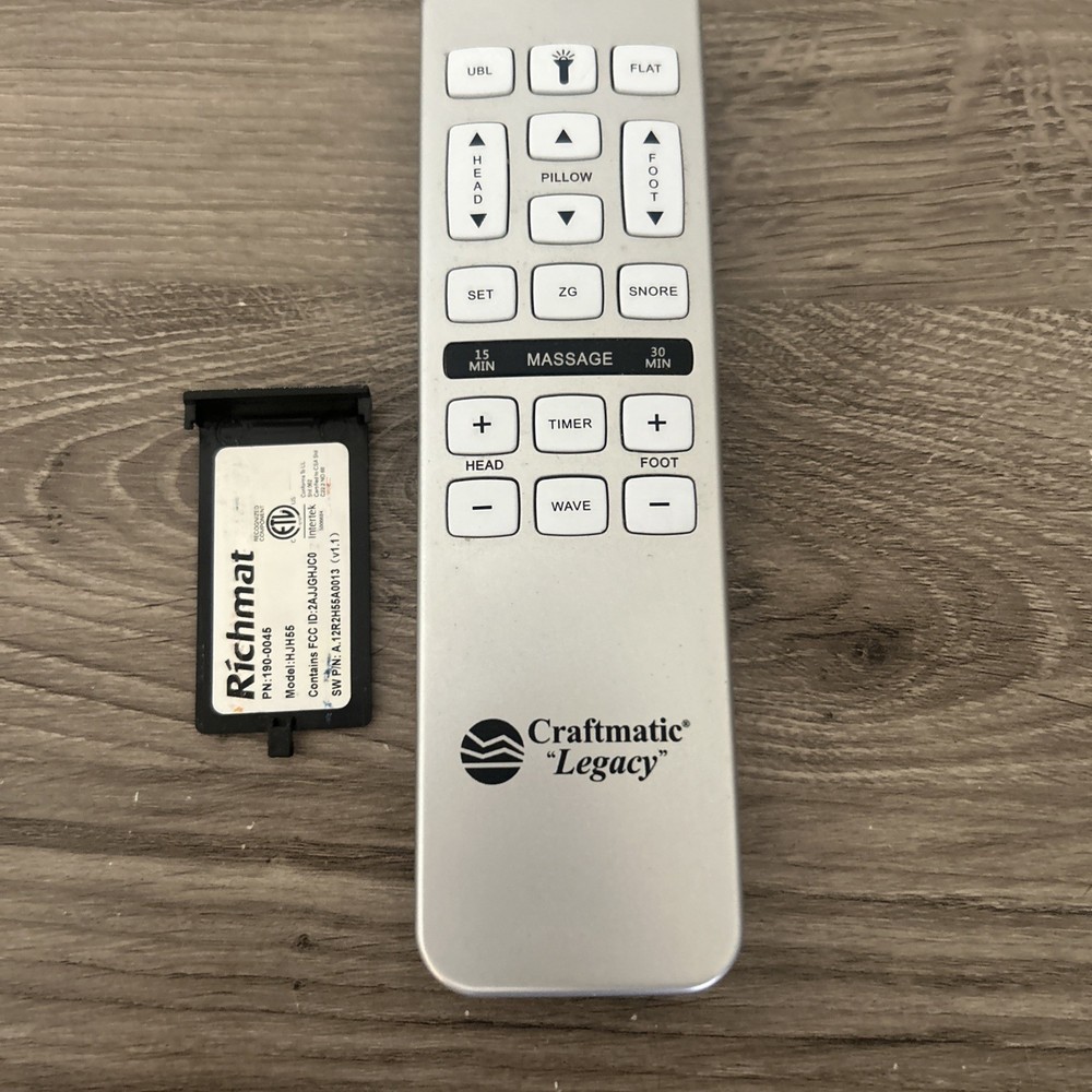 Craftmatic Legacy Message Bed Remote Control Model HJH55 - Tested / Working