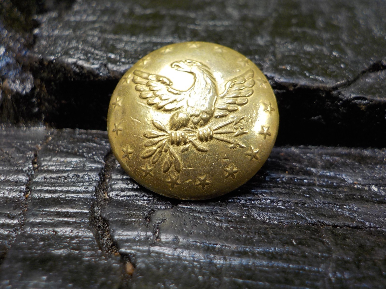 Old Rare Vintage Antique Relic Pre Civil War Militia Officers Coat Button w/Gold