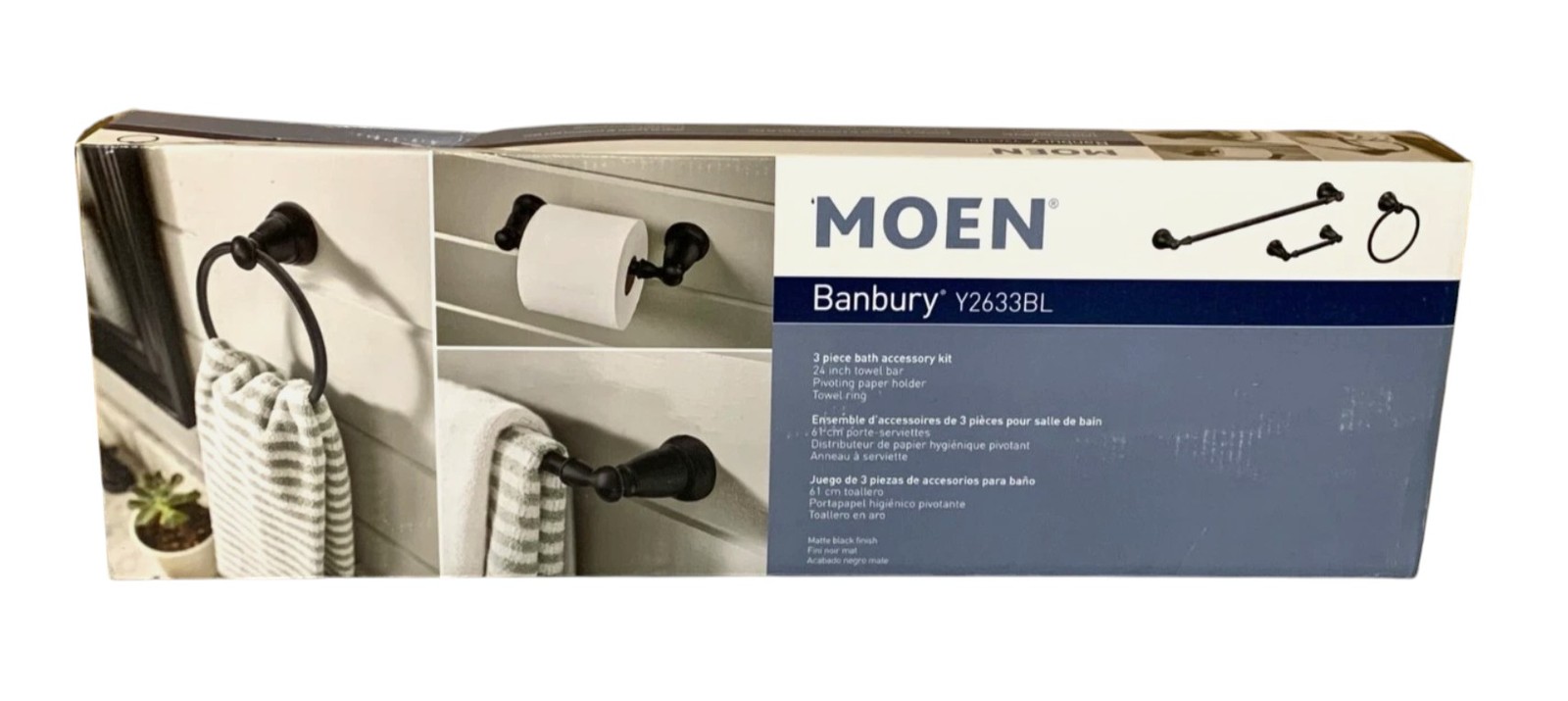 MOEN Banbury 3-Piece Bath Hardware Set Matte Black