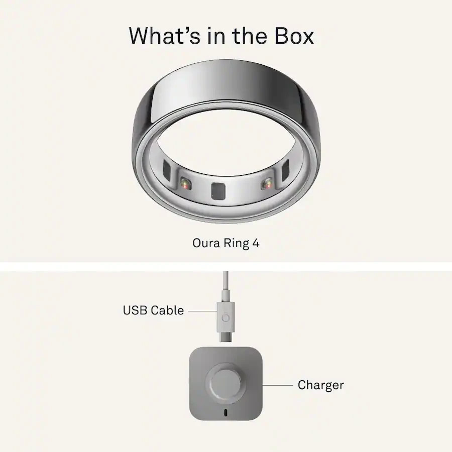 Oura Ring 4 Smart Activity Tracker Size 4 Silver Brand New