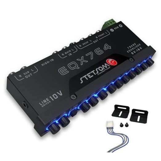 EQX764-7 Band Equalizer, Pre-Amp Car Audio Graphic Equalizer with 4 Inputs