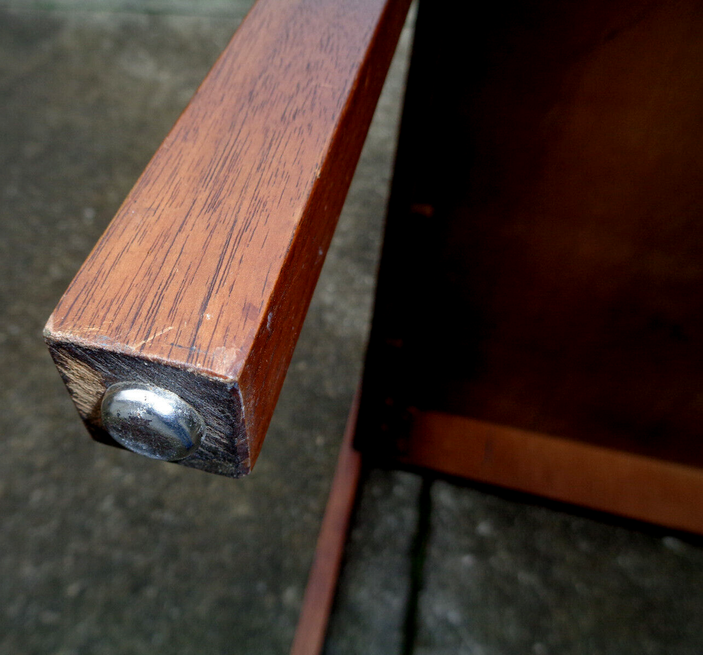MID CENTURY MODERN WALNUT LARGE SIDE TABLE, COFFEE TABLE, EDWARD WORMLEY? SOLID.