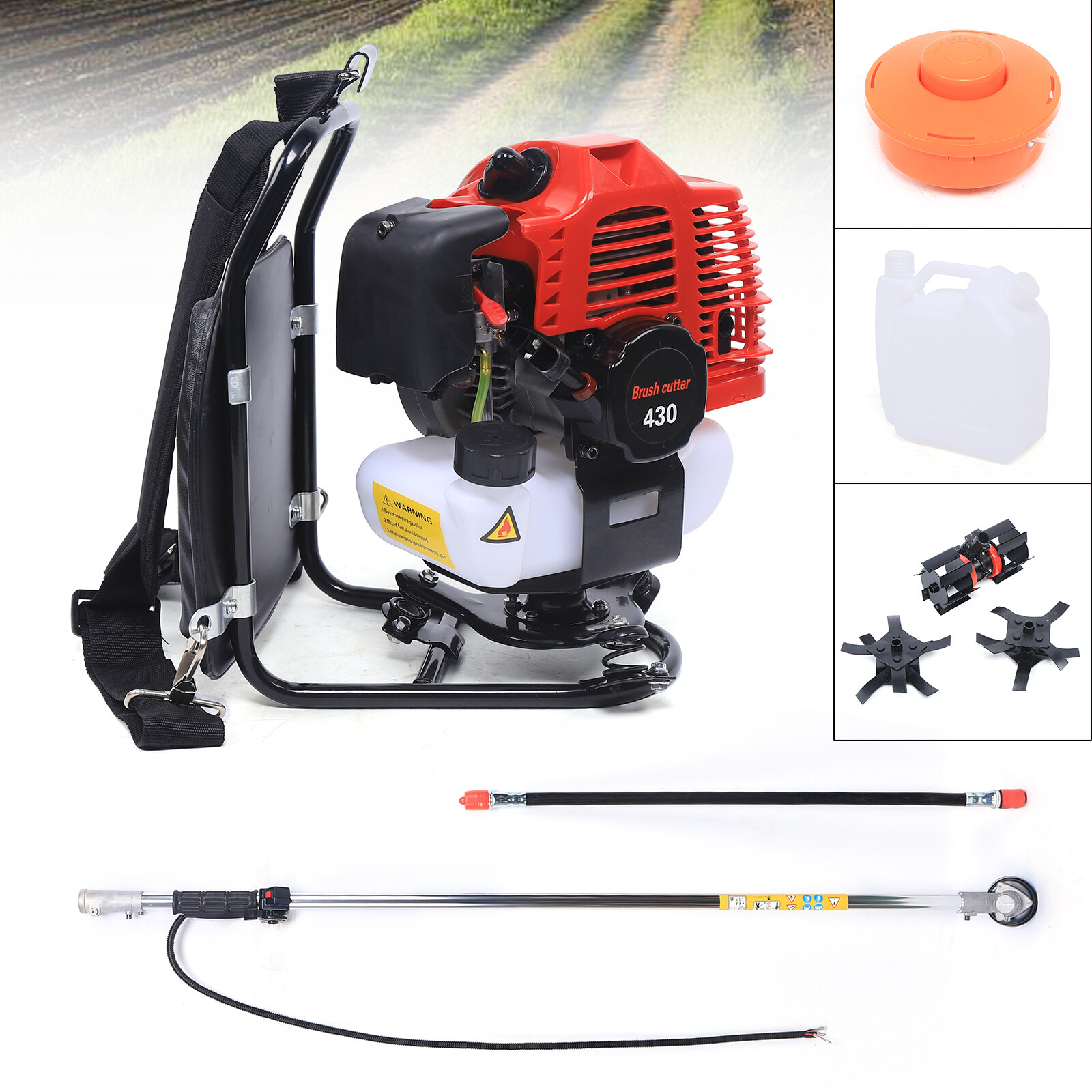 43CC 2 Stroke Backpack Gas Garden Brush Cutter Grass Trimmer Lawn Mower 3 in 1