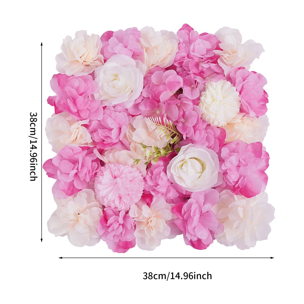12pcs Artificial Flower Wall Panel Wedding Background Silk Rose Mat Floral Pad