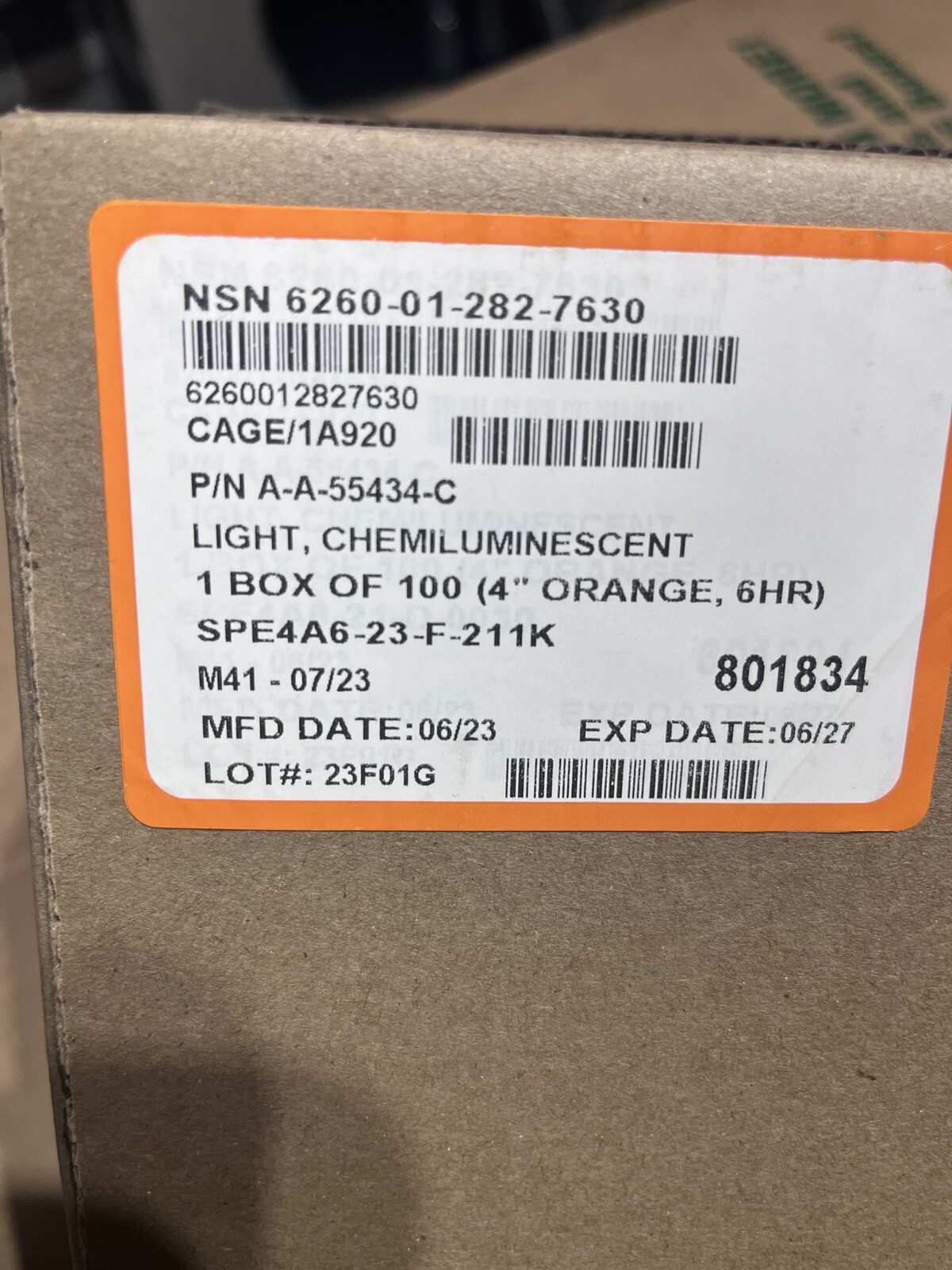 Cyalume Chemlight Glow Stick 4" 6 HR-ORANGE BOX of 100 CAMPING/OUTDOORS/SAFETY