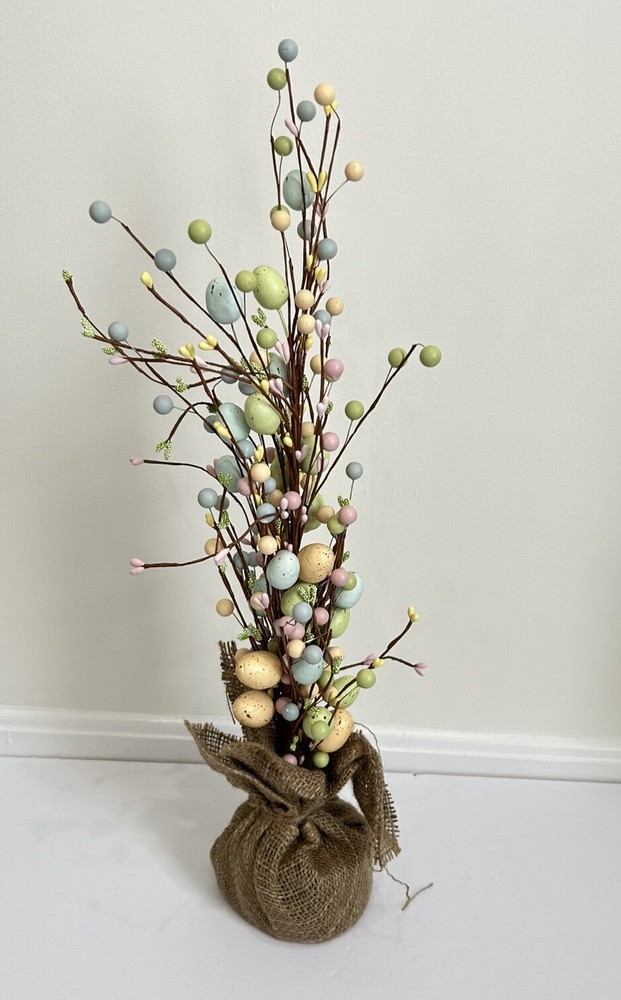 Martha Stewart Pastel Easter Egg Tree w/Burlap Base & Bendable Branches 24” NEW!