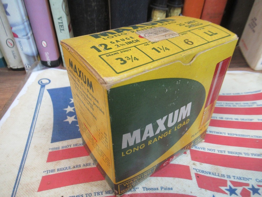 C-I-L MAXUM SHOTGUN SHELL BOX LONG RANGE LOAD PAPER EMPTY 12 GAUGE EMPTY BOX