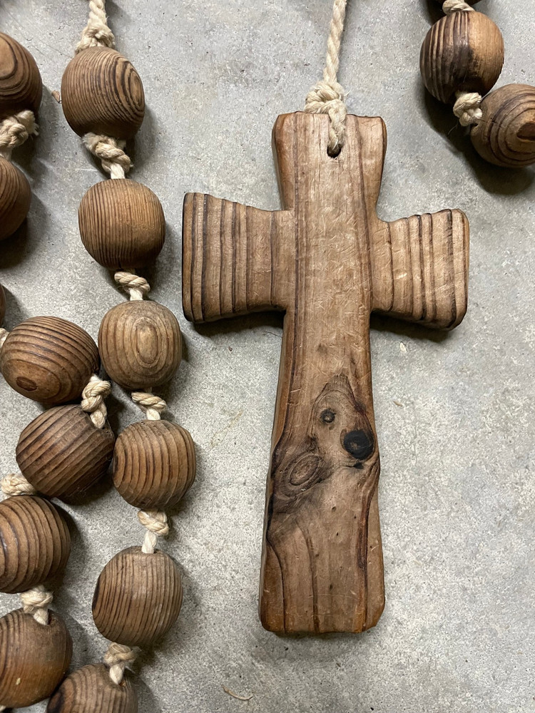 Large 67" Wooden Rosary Beads Home Decor