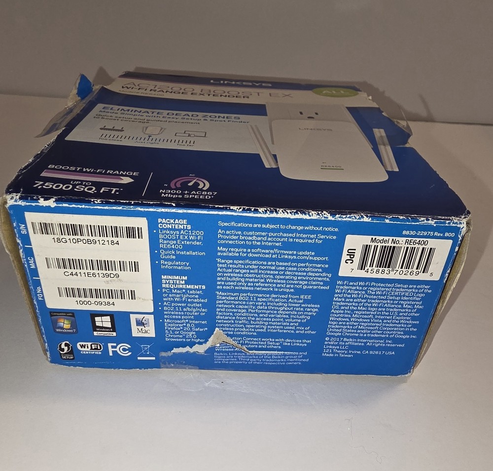 Linksys - RE6400 - Boost Ex Wi-Fi Range Extender