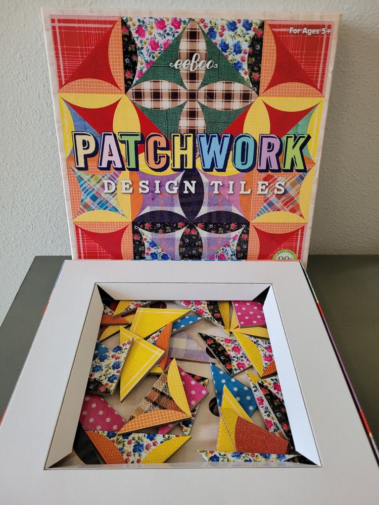 Eeboo Patchwork Design Tiles 64 Double Sided Pcs & Tray **COMPLETE
