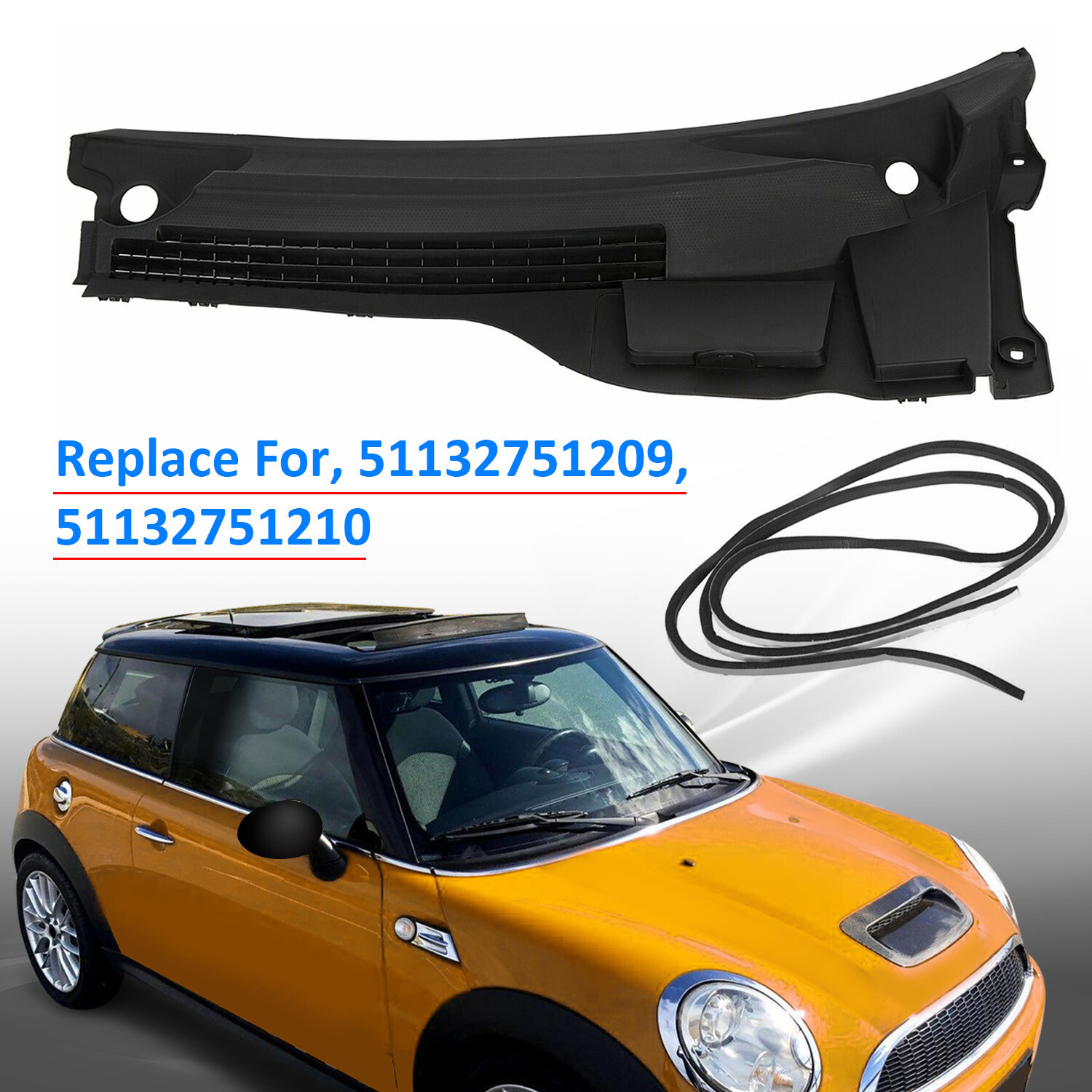 Windshield Wiper Vent Cowl Cover Grille For 2007-2015 Mini Cooper R57 R56 R55