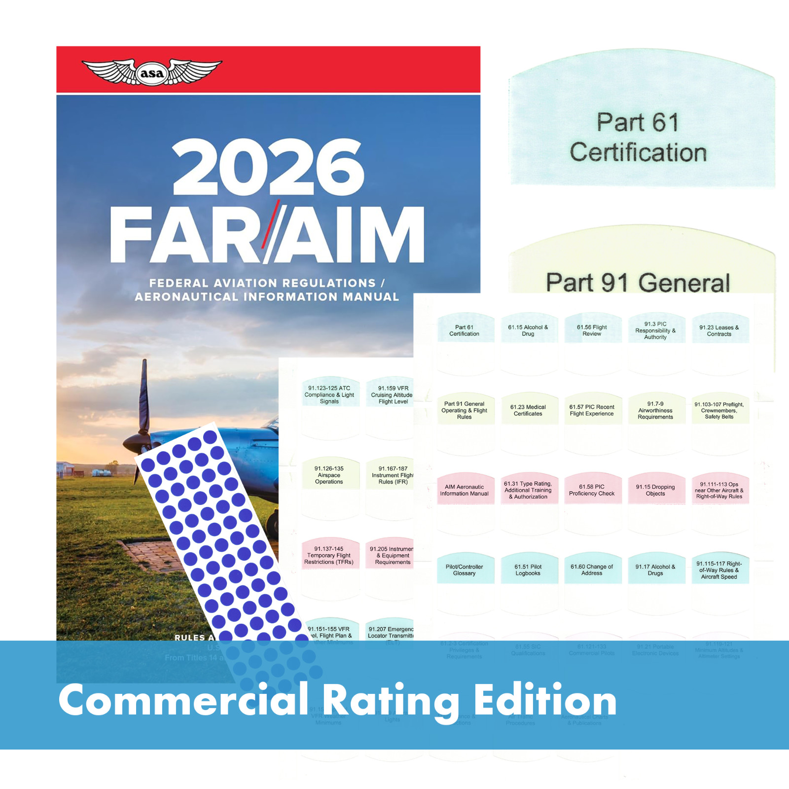 DIY KIT ASA 2026 FAR/AIM Book + 50 Tabs for Commercial Rating
