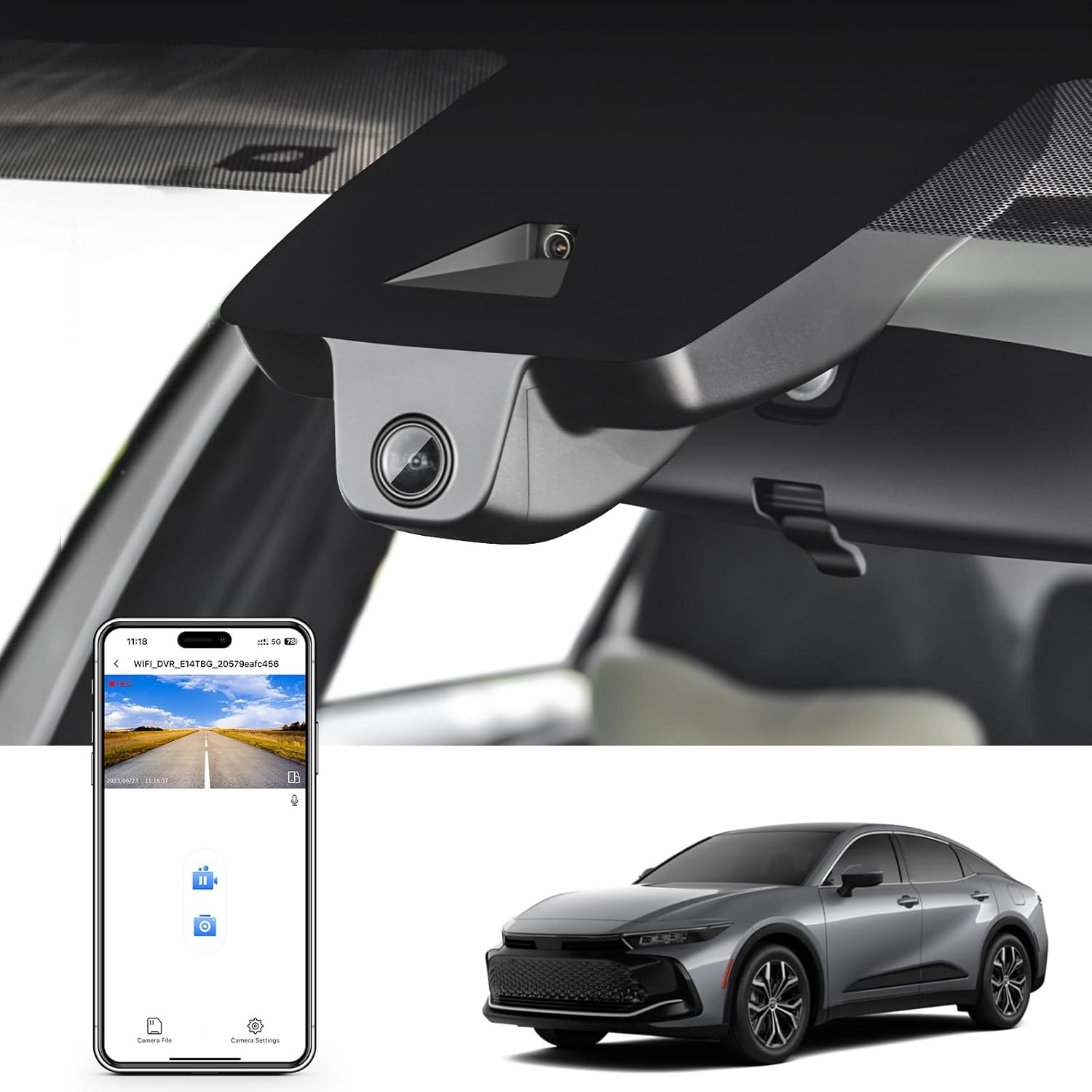 Front 4K/Rear 1080P Dash Cam for Toyota Crown 2023-2026 XLE Limited Platinum GPS