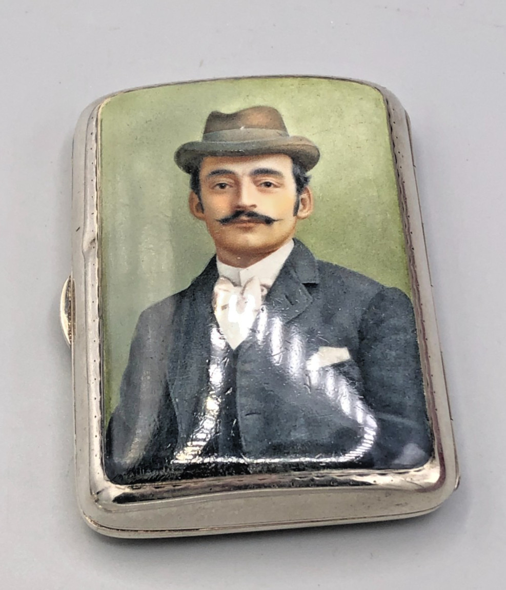 Antique English Sterling Silver hinged Cigarette or Card Case 3 5/8" x 2.75"