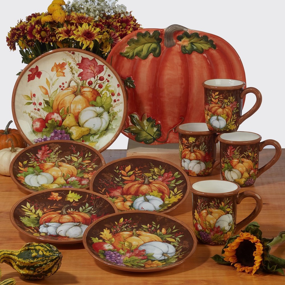 Harvest Blessings Ceramic Rectangular Platter - Ideal for appetizers, desserts,