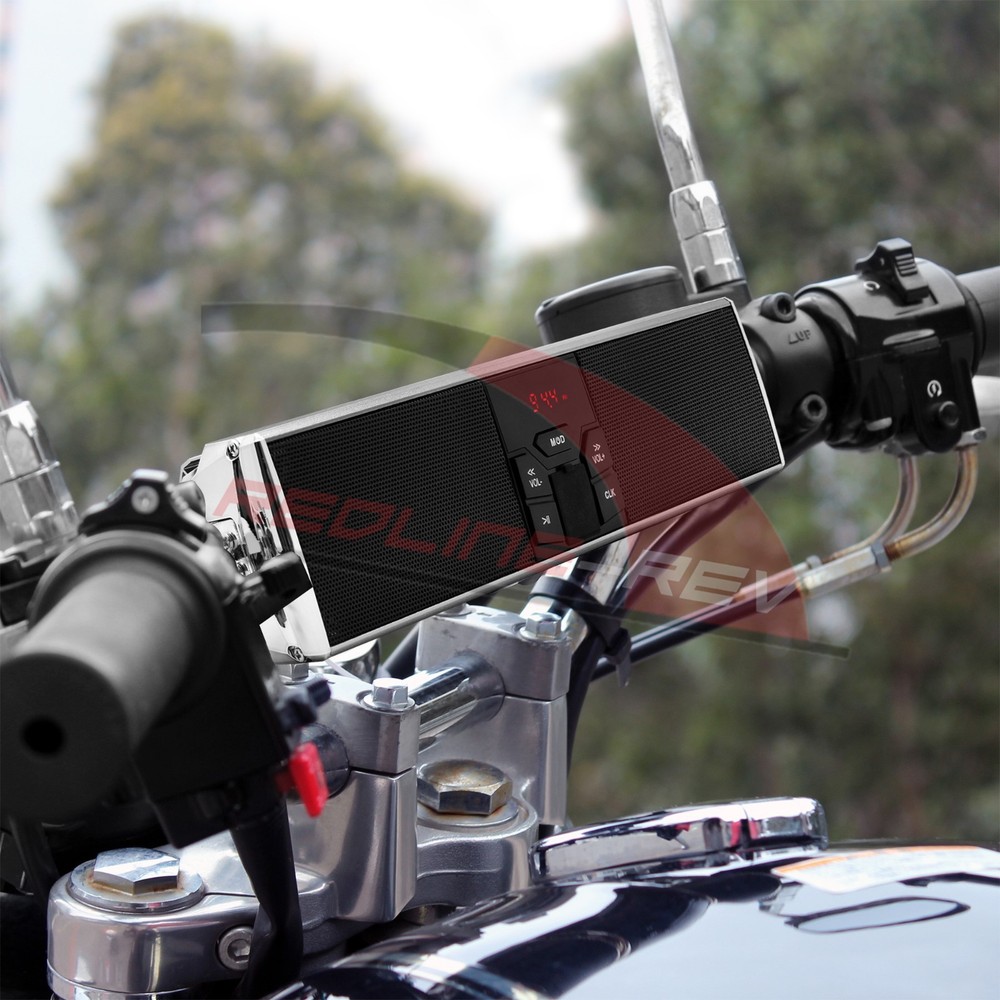 Waterproof Bluetooth Motorcycle Handlebar Audio Stereo Speaker System MP3 USB FM