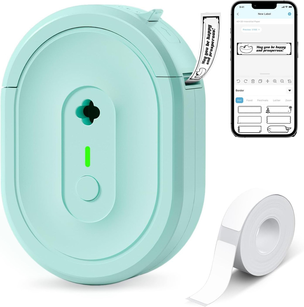 Label Maker Machine with Tape, N12 Portable Bluetooth Label Printer, Wireless Mi