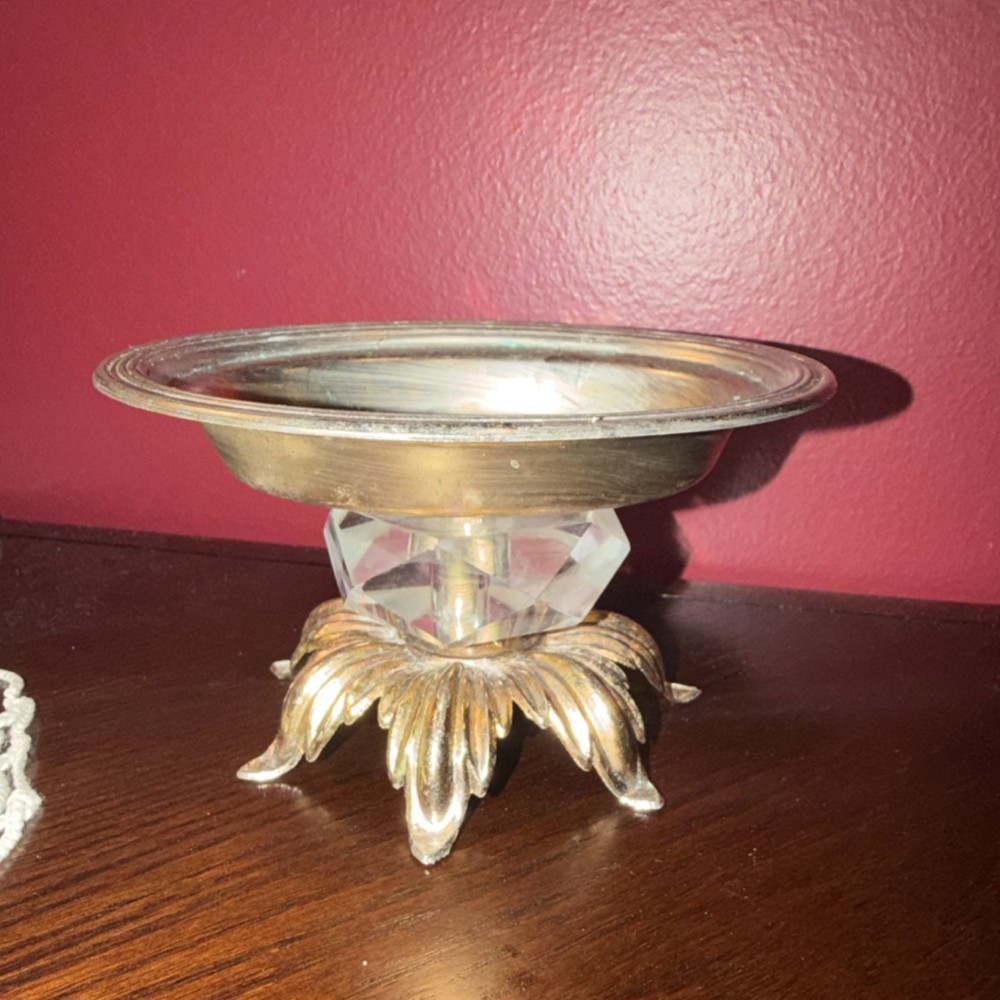 Silver Plated Decorative Bowl with Ornate Base