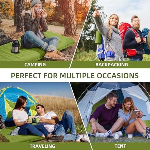 Extra Thick 5" Inflatable Camping Sleeping Pad with Pillow & Foot Pump - Compact
