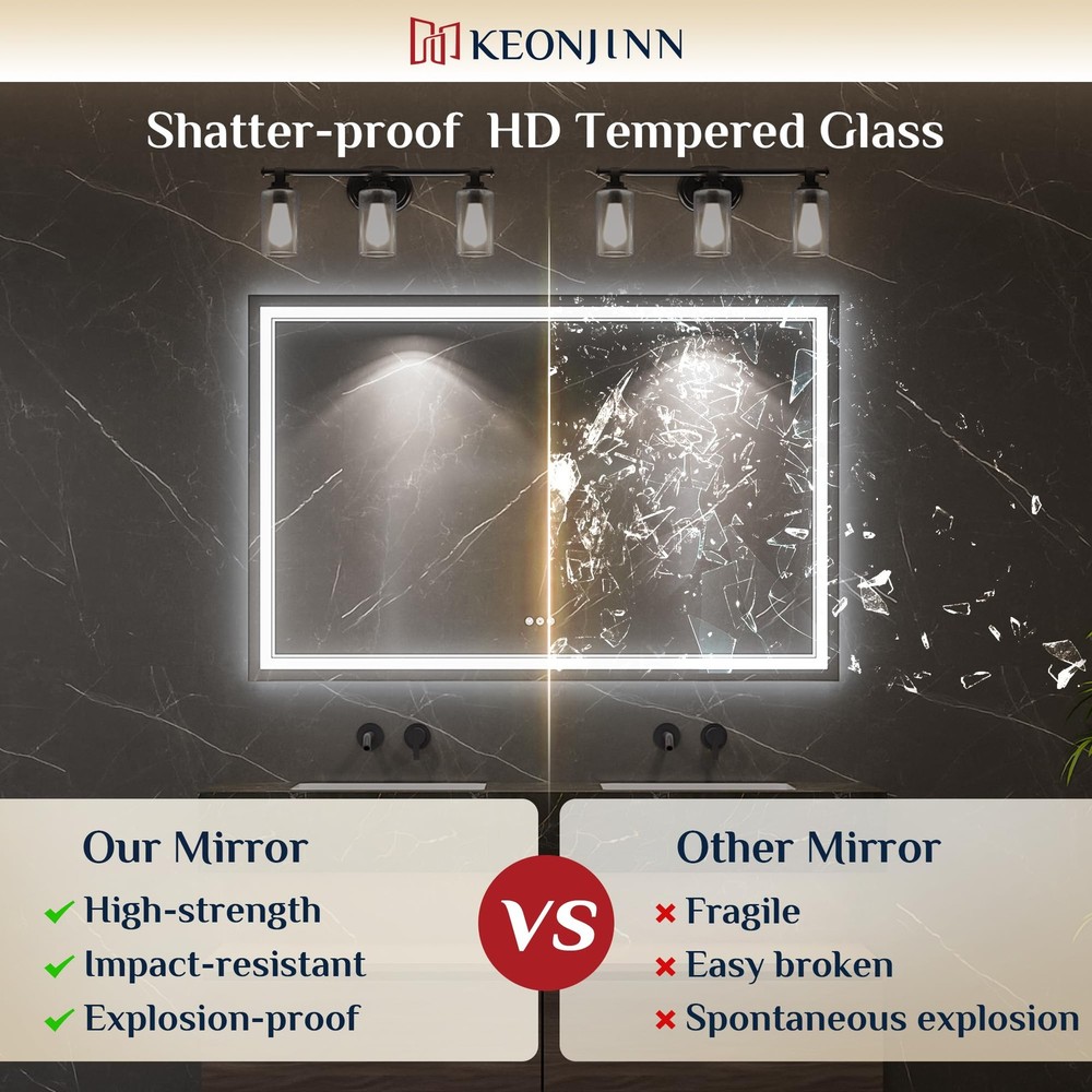 24" x 30" Lighted Mirrors for Bathroom Wall with Bluetooth Speaker, Frontlit ...