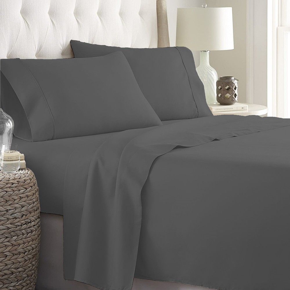 Extra Deep Pocket Soft Sheets 1000 - 1200 TC Egyptian Cotton Gray Solid