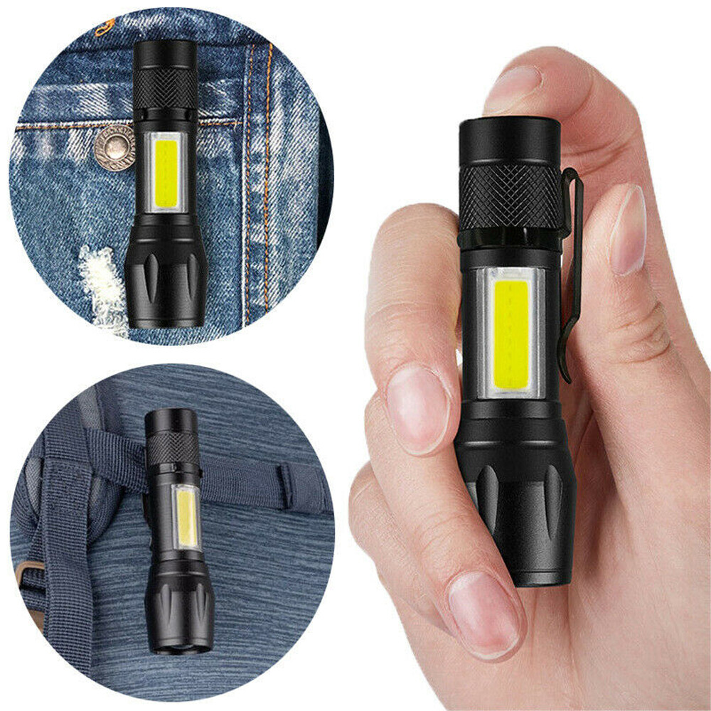 2 Pack Tactical LED Flashlight USB Rechargeable 3Modes Light Zoomable Lamp Torch
