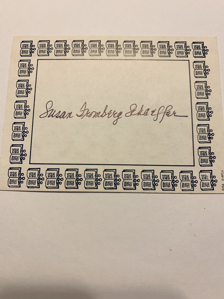 Susan Fromberg Schaeffer Author Signed Bookplate Autographed New