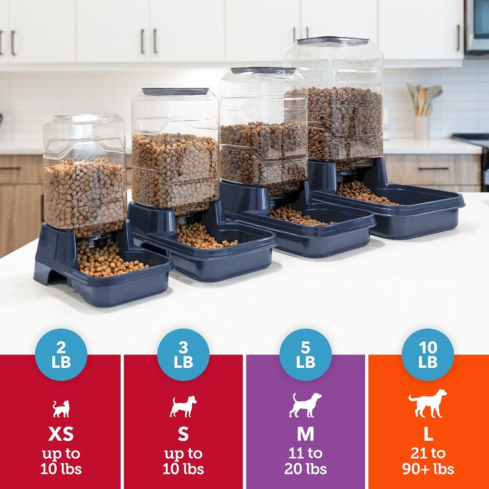 Gravity Pet Feeder for Dogs and Cats, Medium, Navy, 5 Pound Capacity
