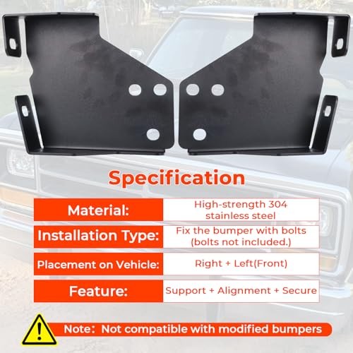 Front Bumper Support Brackets Driver & Passenger Side Pair for 1986-1993 Dodge