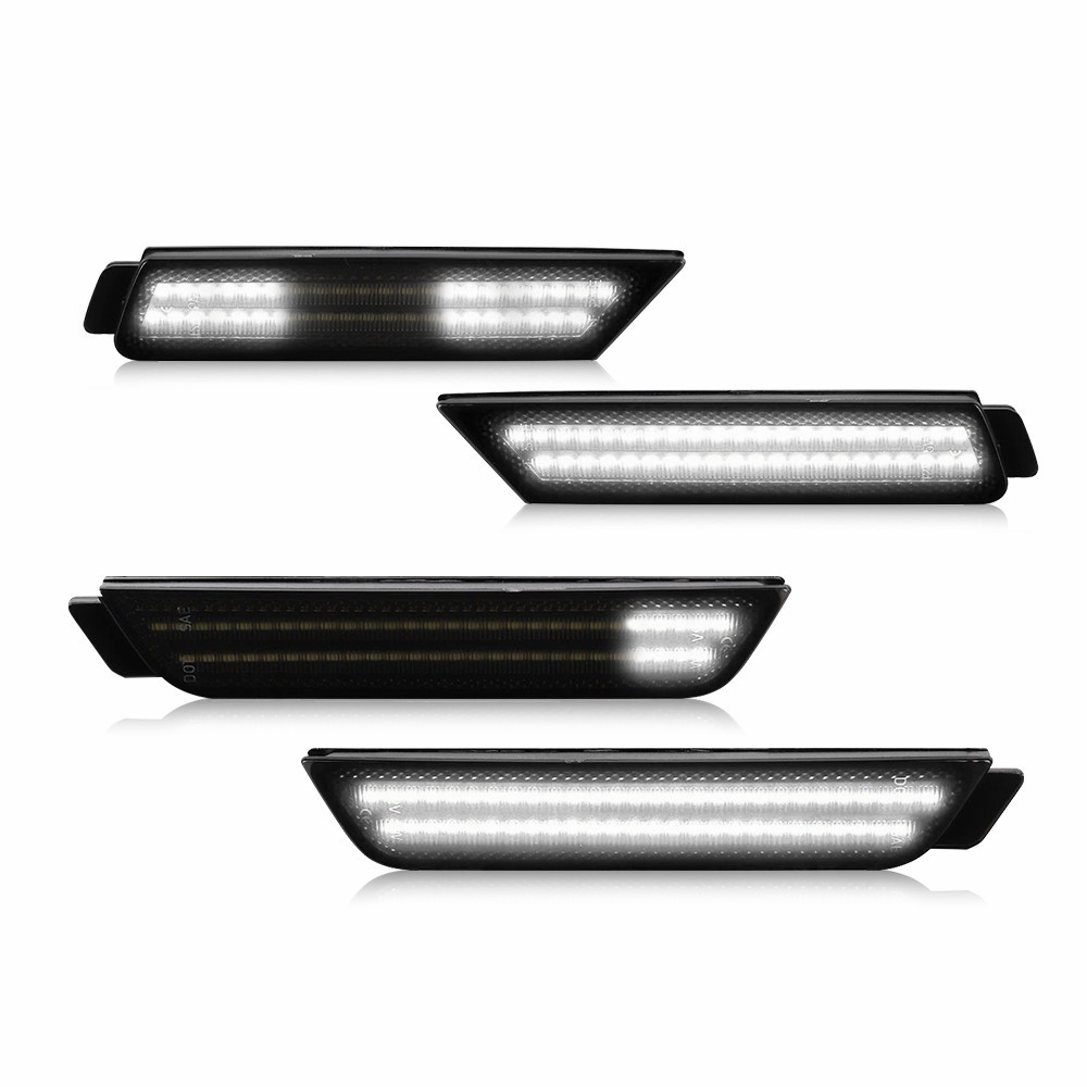 4X Sequential Front Rear LED Side Marker Light White For 2010-2015 Chevy Camaro