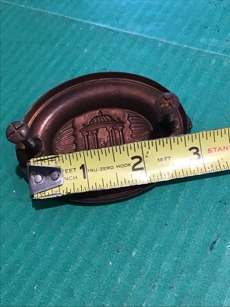 Antique Oval brass Hepplewhite neoclassical period drawer pull back plate