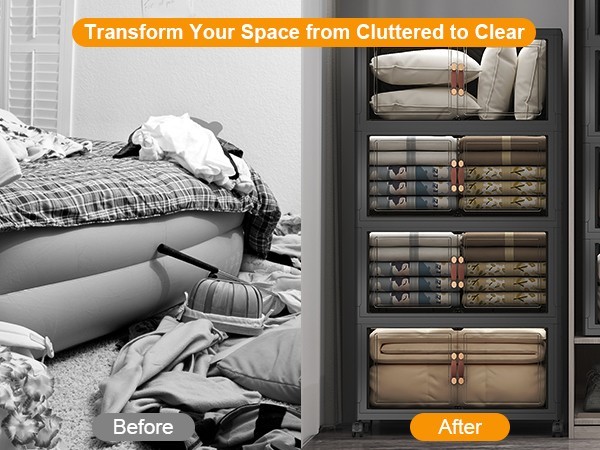 UAMFURI Extra Large Stackable Storage Bins with Lids & Wheels & Door Containers