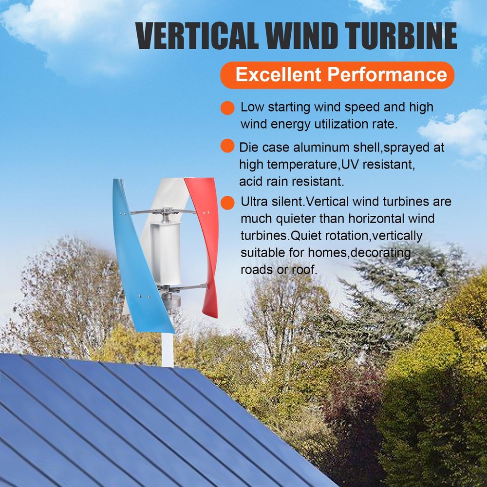 Vertical Axis Wind Turbine Generator 3000W Windmill W/ Controller 12V