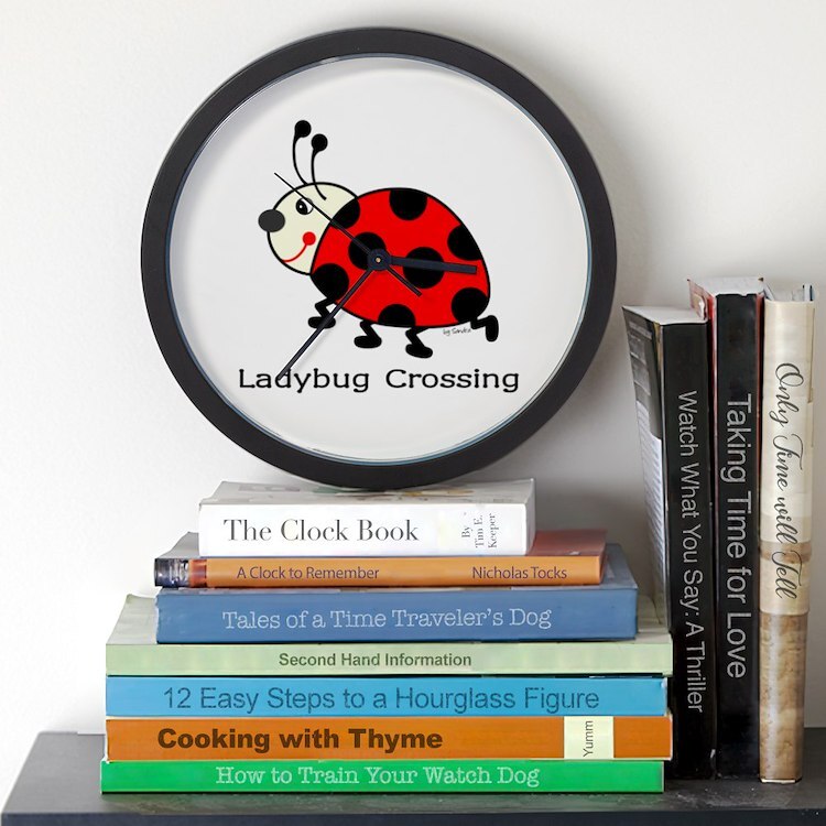 CafePress Ladybug Crossing 10" Wall Clock (135676360)